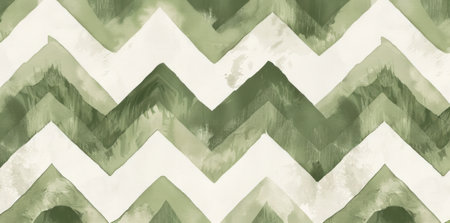 A visually striking pattern featuring alternating green and white chevrons arranged in a geometric design. The colors contrast sharply, creating a bold and dynamic visual effect.の素材