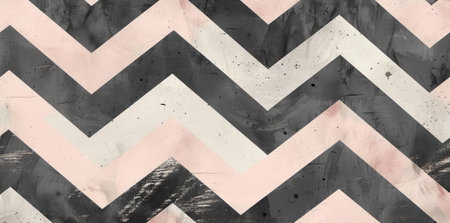 A stylish black and white chevron pattern contrasts against a vibrant pink background, creating a visually striking and modern design.の素材
