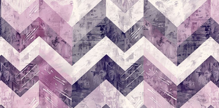A modern chevroned pattern in shades of pink and purple decorating a surface, bringing a contemporary and stylish touch to the decor. The alternating V-shapes create a dynamic and eye-catching design.の素材