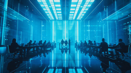 A group of individuals seated around a table in a room, engaged in conversation and possibly a meeting. Various expressions and body language suggest active participation and communication.の素材