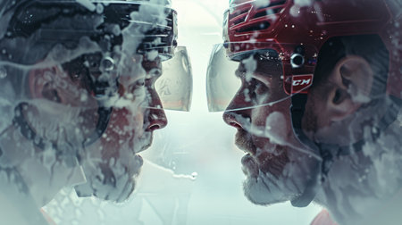 Two men are standing side by side in front of a mirror, looking at their reflections. They appear to be examining their attire or grooming.の素材