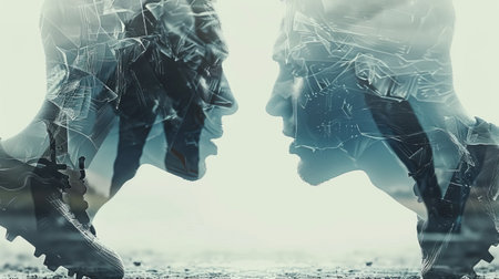 In the picture, a couple of individuals are seen standing beside each other, displaying a sense of companionship and unity.の素材