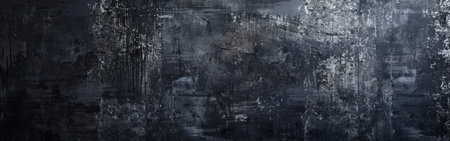 An abstract background featuring a dark gray and white texture. The texture is reminiscent of paint strokes, creating a visually interesting and abstract effect. The dark gray dominates the image, with hints of white creating a subtle contrast.の素材