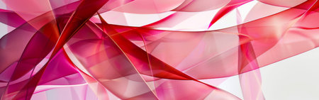 This is an abstract photo of pink and red fabric that has been artistically arranged and photographed to create a dynamic and flowing design. The translucent fabric creates an effect of overlapping layers and depth.の素材