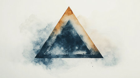 This artwork features a prominent triangular shape at its center, surrounded by a blend of earthy colors and soft textures. The gentle contrasts create a calming visual effect.の素材