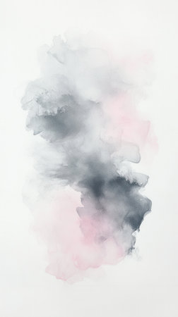 Swirling hues of gray and pink blend harmoniously on a light background, capturing a tranquil and creative essence suitable for home decor or artistic inspiration.の素材