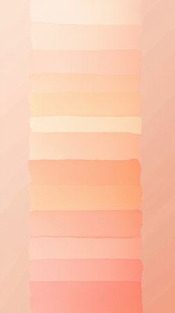 A gradient color palette displays a range of warm hues transitioning from peach to soft coral. This array highlights soft shades blending seamlessly for artistic inspiration.の素材