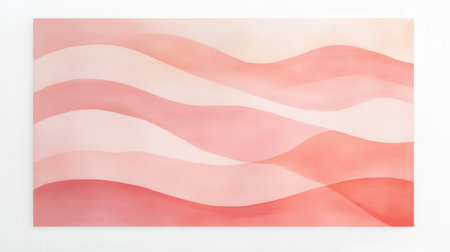 Soft waves of pink and white create a serene atmosphere in this abstract artwork. The gentle curves and gradients evoke a sense of calm and tranquility, enhancing the gallery's ambiance.の素材
