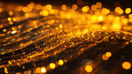 Surreal light waves flow and collide, glowing with hues of gold and amber, capturing the rhythm and emotion of an evolving experimental jazz composition.の素材