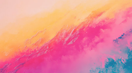 A stunning drone shot captures rows of colorful tulips blooming in a field. The bright flowers create a vibrant contrast against the pastel sky, inviting viewers to enjoy nature's beauty.の素材