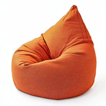 Bright orange bean bag chair is perfect for casual seating in any room. Its soft fabric and unique shape create a cozy spot for reading, gaming, or relaxation.の素材