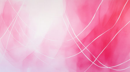 A soothing watercolor piece features a gentle pastel pink gradient. White lines weave through the composition, enhancing the tranquil atmosphere of the artwork, inviting contemplation and peace.の素材