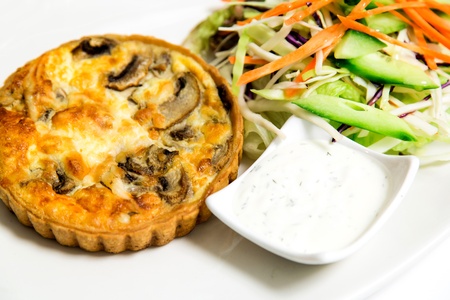 Pie with chopped vegetable and mayonnaiseの写真素材