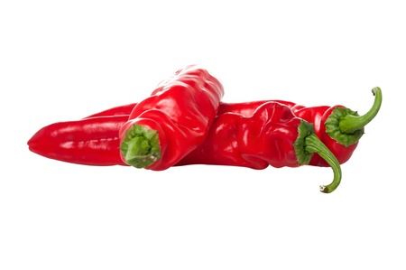 Hot red chili or chili pepper isolated against white