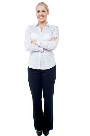 Female employer posing with arms crossedの写真素材