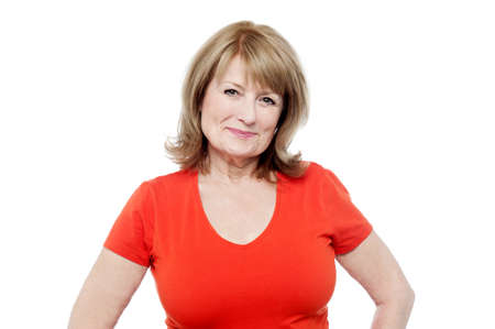 Pretty smiling woman isolated on whiteの写真素材