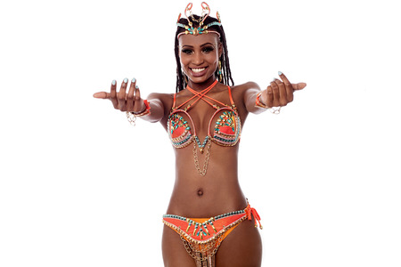 Beautiful woman in a carnival costumeの写真素材