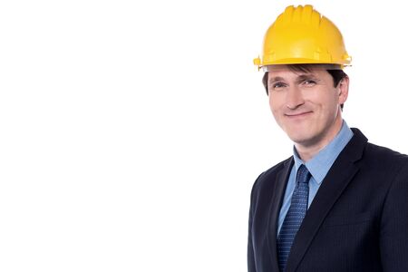 Handsome male engineer isolated against white background