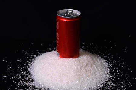 High Amount of Sugar in each Carbonated cold drink concept.の写真素材