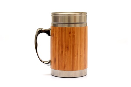 Wood and Steel flask to keep your Tea Warmの写真素材
