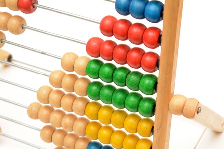 Traditional Vintage style Abacus closeup On white backgroundの写真素材