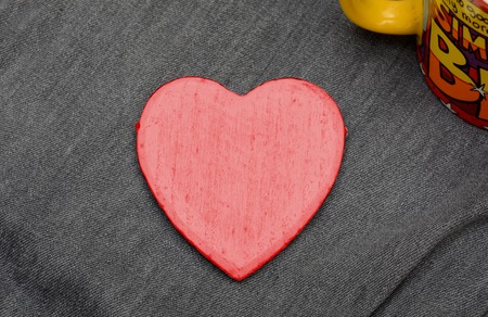 Red Color Heart on Jeans - Valentine Day conceptの写真素材