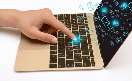 Laptop Screen with Communication email icons floating