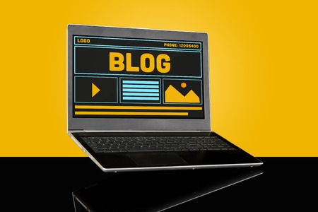 Blog Blogging Homepage Website UI Concept on Laptopの写真素材