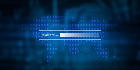 Password bar on blue business background illustration, copy space bannerの写真素材