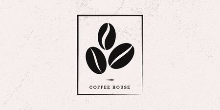 Text of Coffee house with Beans vintage Illustration banner with copy spaceの写真素材
