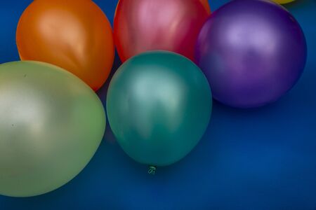 Colorful balloons and celebration party background with copy space.