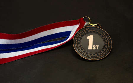 1st position Medal Closeup view with seal inside winning concept