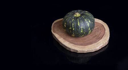 Fresh Pumpkin on wooden background banner templateの写真素材