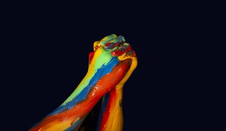 Diversity spirtual concept hand praying to Godの写真素材