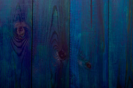 Natural painted blue wooden table closeup view.の写真素材