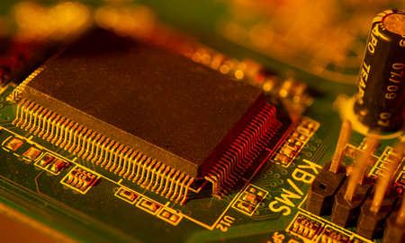 Blank computer chip closeup view of processor.の写真素材