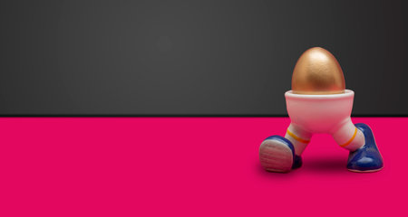 Standing out loud - golden egg concept banner.の写真素材