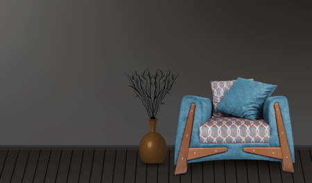 Single seat sofa in interior home idea banner.