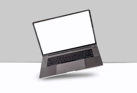 Laptop with white screen for your mockup on white background.の写真素材