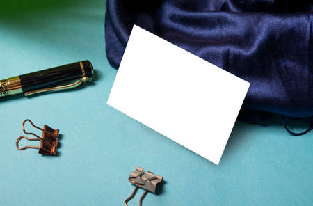 Side view business card mockup with space for your design.の写真素材