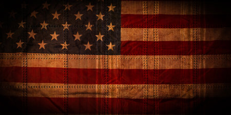 Rusty United States of America Flag on metal sheet.