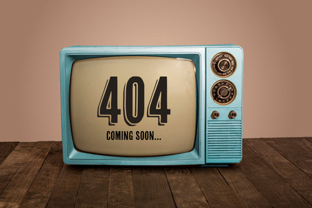 404 Error on Vintage tv screen - concept of coming soon.の写真素材