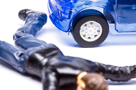 Car accident with people isolatedの写真素材