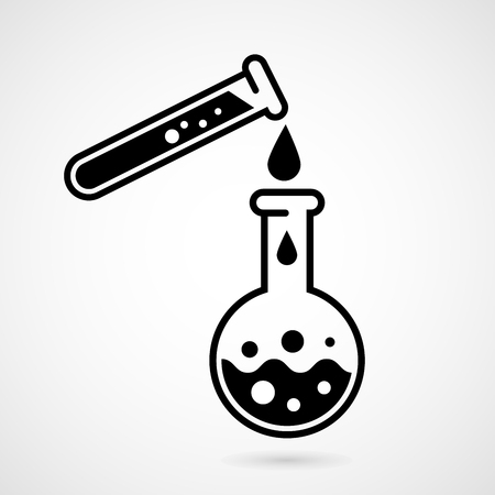 Laboratory test icon with test tube and flaskのイラスト素材