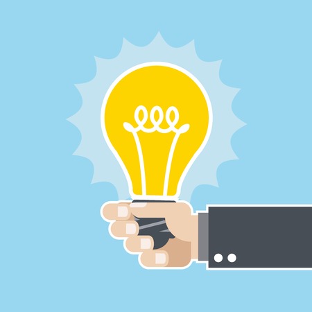 Innovative idea - shining light bulb in handのイラスト素材