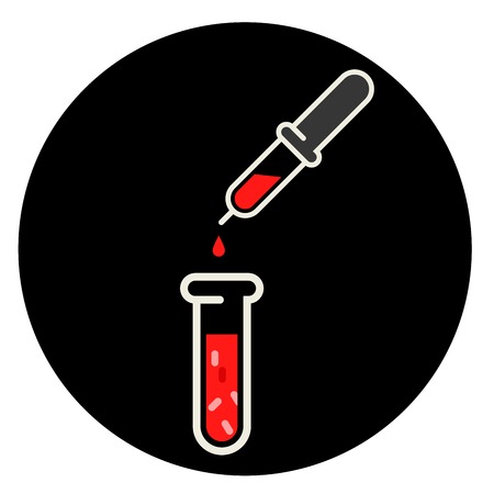 Test-tube icon with drop of blood and pippetteのイラスト素材