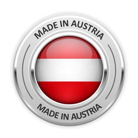 Silver medal Made in Austria with flagのイラスト素材