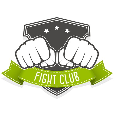 Fight club emblem with two fists and bannerのイラスト素材