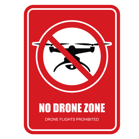 No drone zone restrictive sign - quadcopter flights prohibitedのイラスト素材
