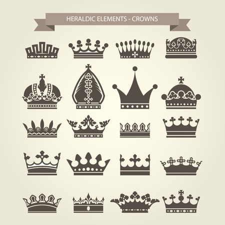 Heraldic symbols - royal crowns icon setのイラスト素材